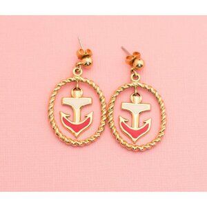 Unique Vintage Nautical Anchor Dangle Earrings | By Avon | H6